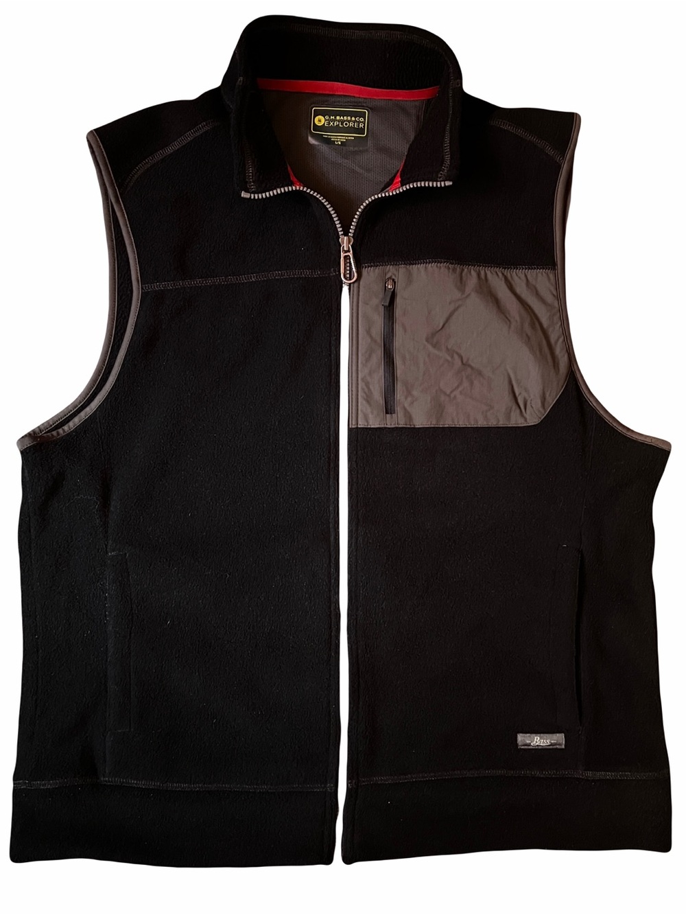 G.H. Bass Explorer Vest Mens L Black Fleece Full Zip Sleeveless Jacket Outdoor